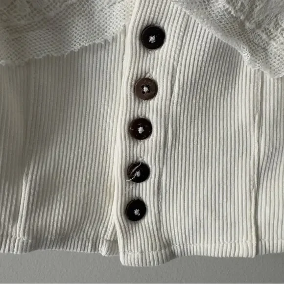 Free People Have My Heart Tank Corset Top Cropped White Lace Button-Up Crop NWT - Picture 10 of 16